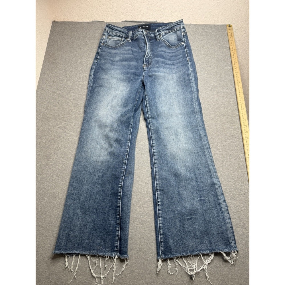 Social Threads x Risen Jeans Women's 11/30 High Rise Wide Leg Raw Hem Light Wash